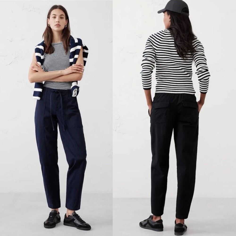 Banana Republic Mid-Rise Tapered Chino Pants Women’s Large Navy Blue NWT